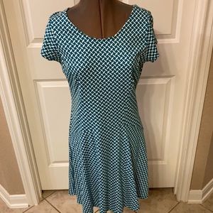 Green and White Print Dress